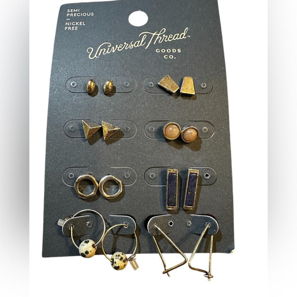 Earrings Universal Thread Target 8 pair NWT nickel free‎ semi precious stones